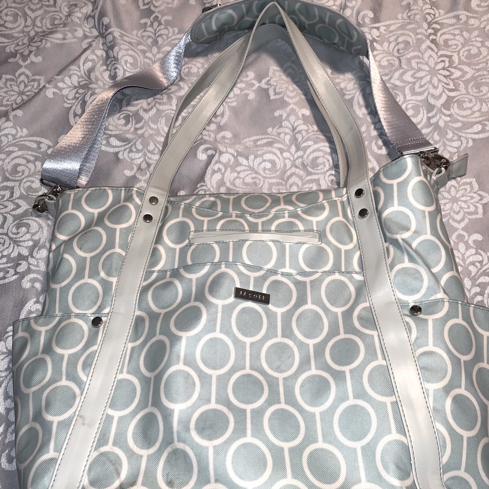 JJ Cole diaper bag with crossbody seatbelt strap